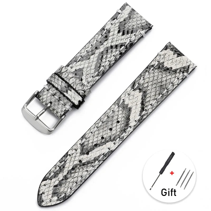 Python Pattern Leather Watch Strap