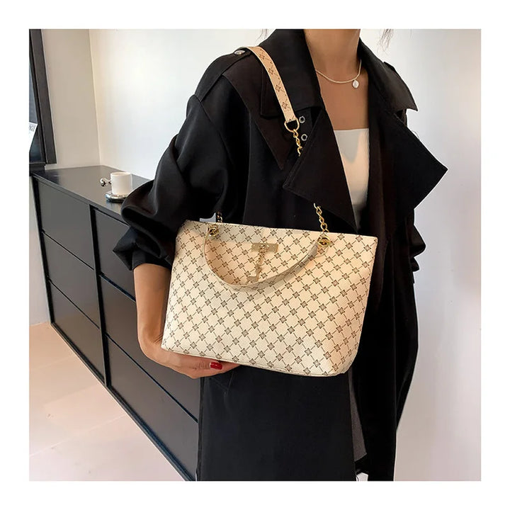 Women's Large Capacity Soft Leather Tote Bag – Luxury Shoulder Handbag