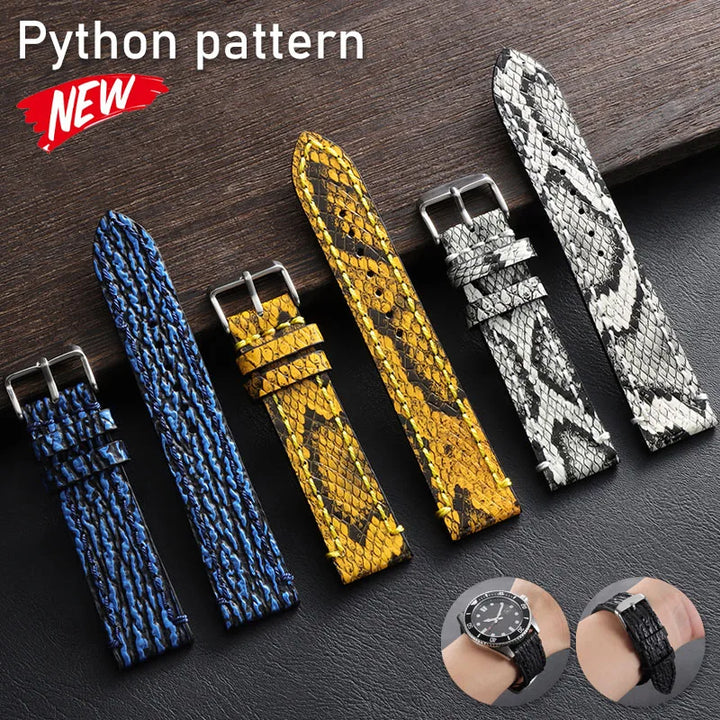 Python Pattern Leather Watch Strap
