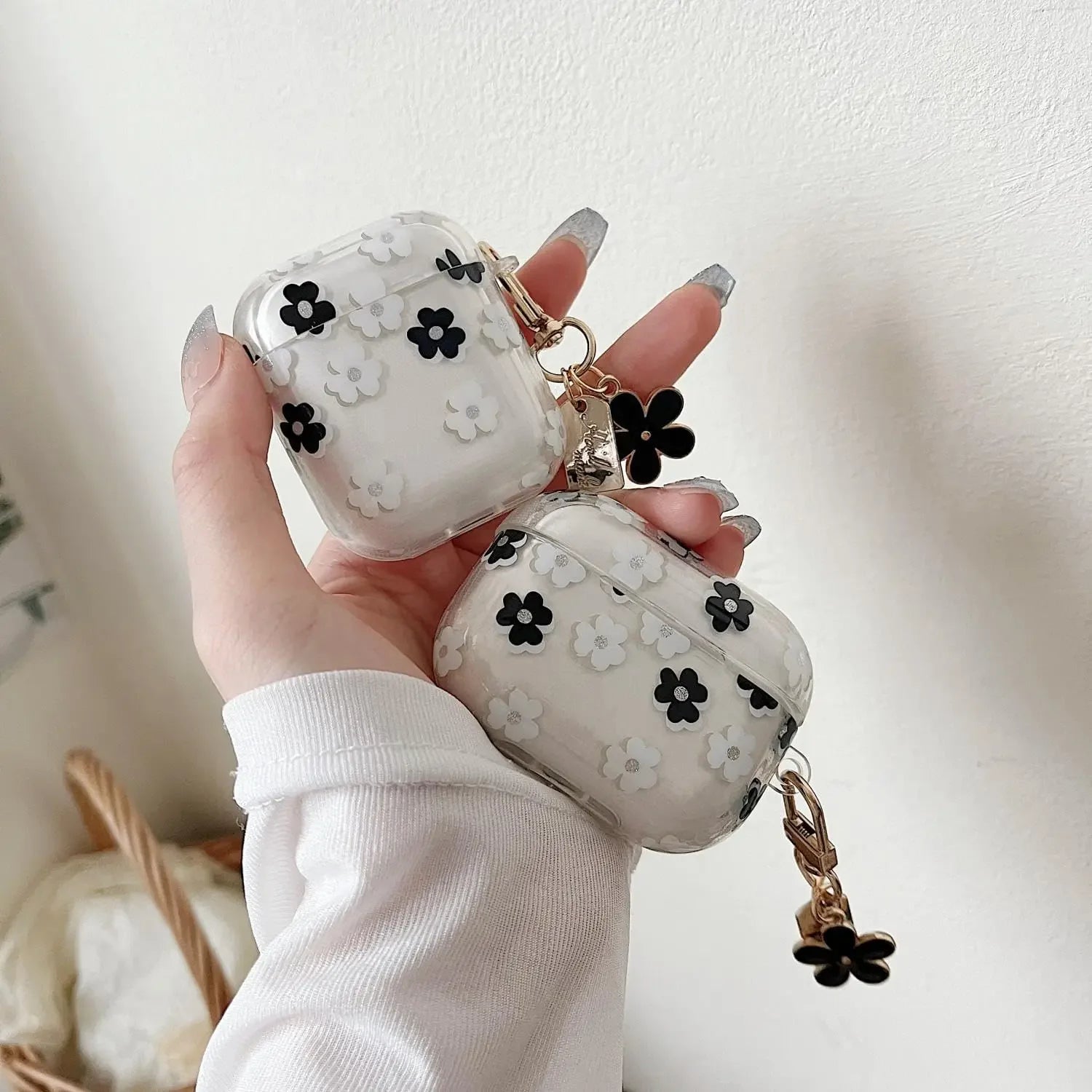 Black Flower AirPods Case