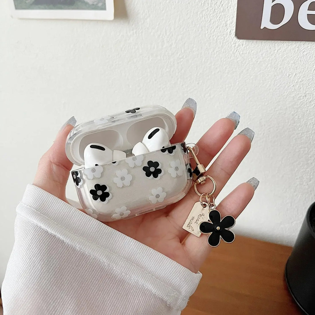 Black Flower AirPods Case