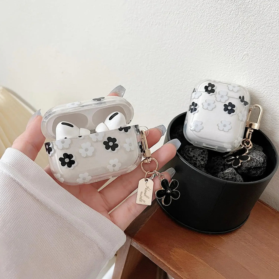 Black Flower AirPods Case