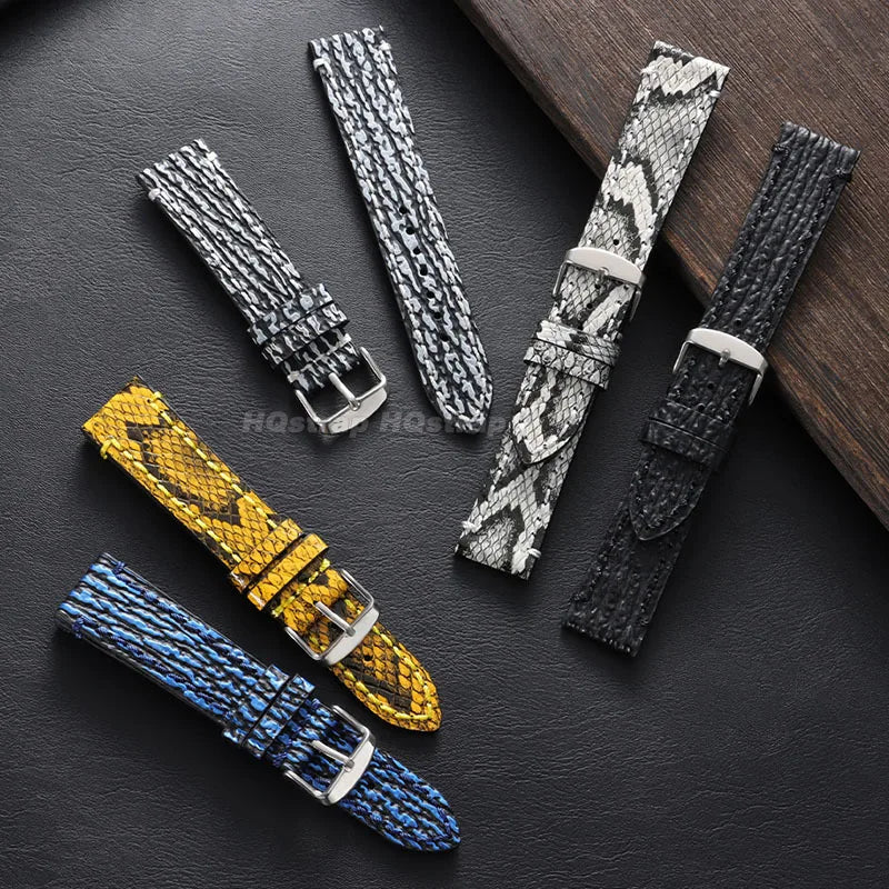 Python Pattern Leather Watch Strap