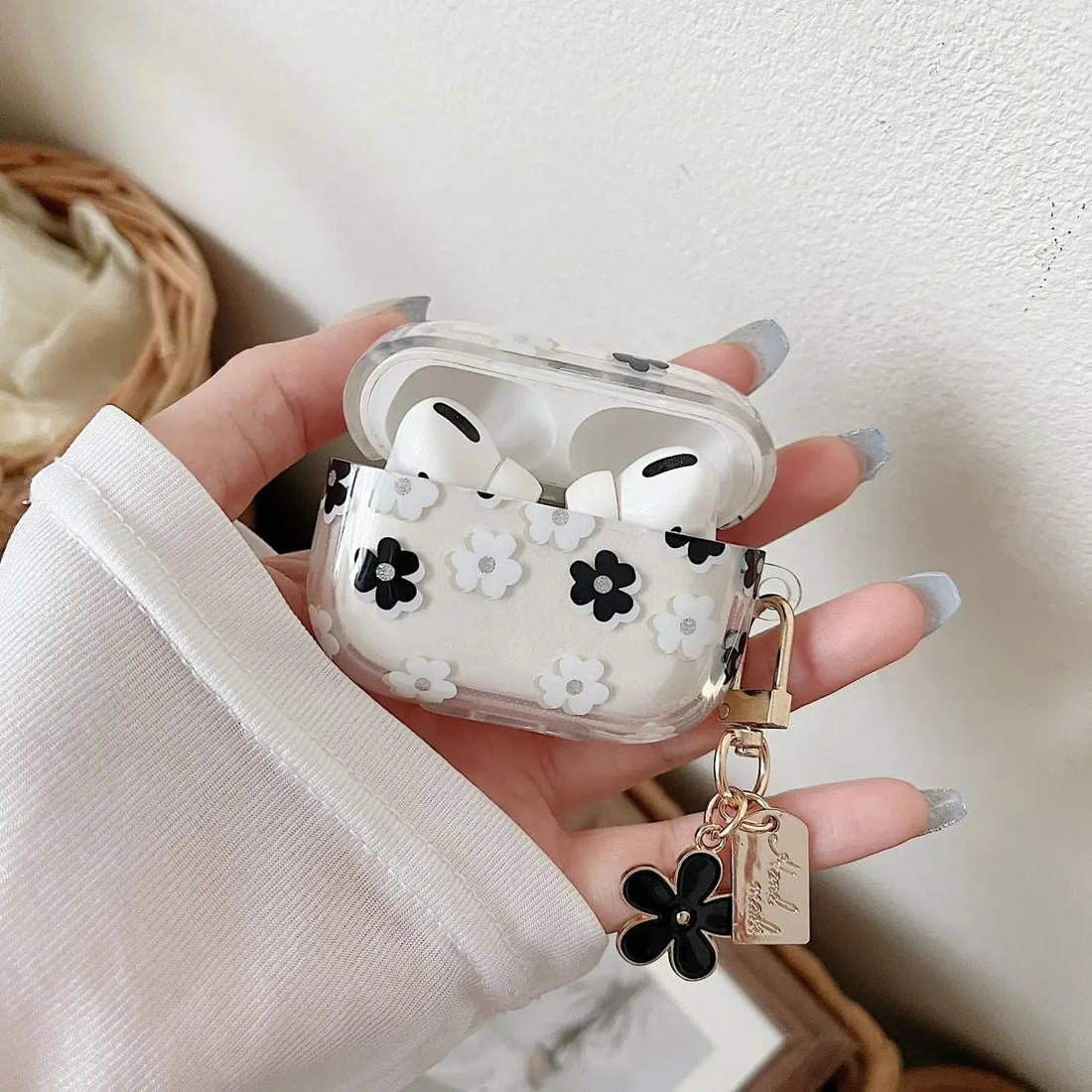 Black Flower AirPods Case
