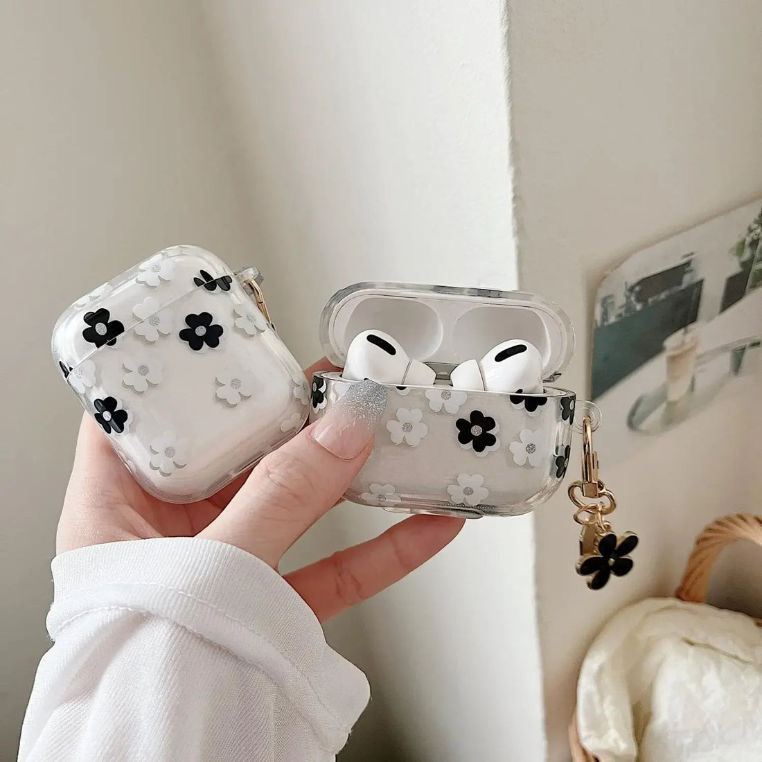 Black Flower AirPods Case