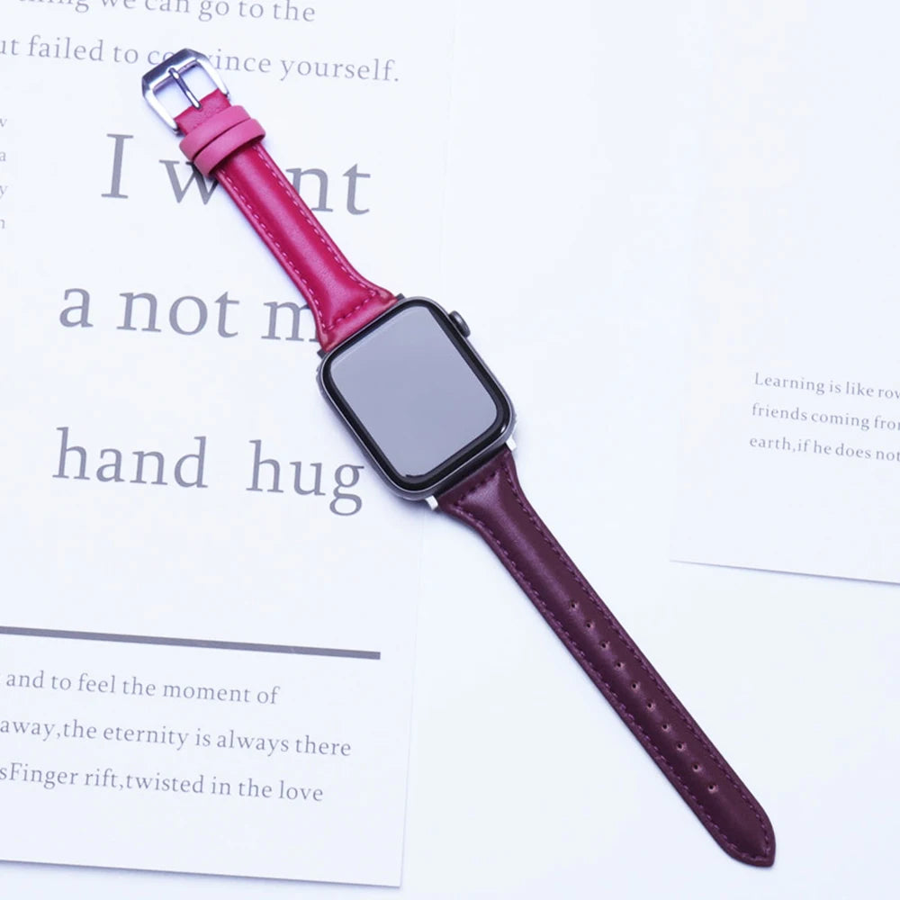 Women's Slim Leather Apple Watch Band