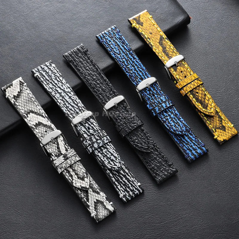 Python Pattern Leather Watch Strap