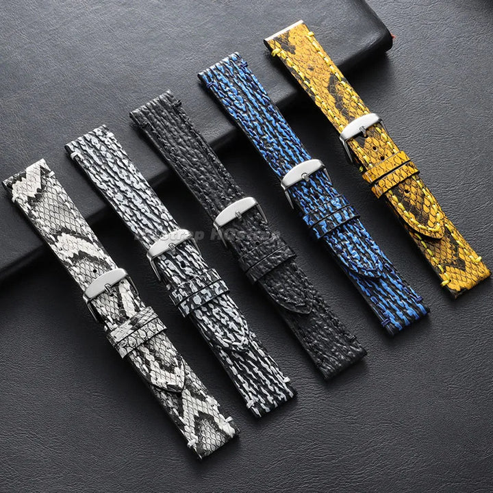 Python Pattern Leather Watch Strap
