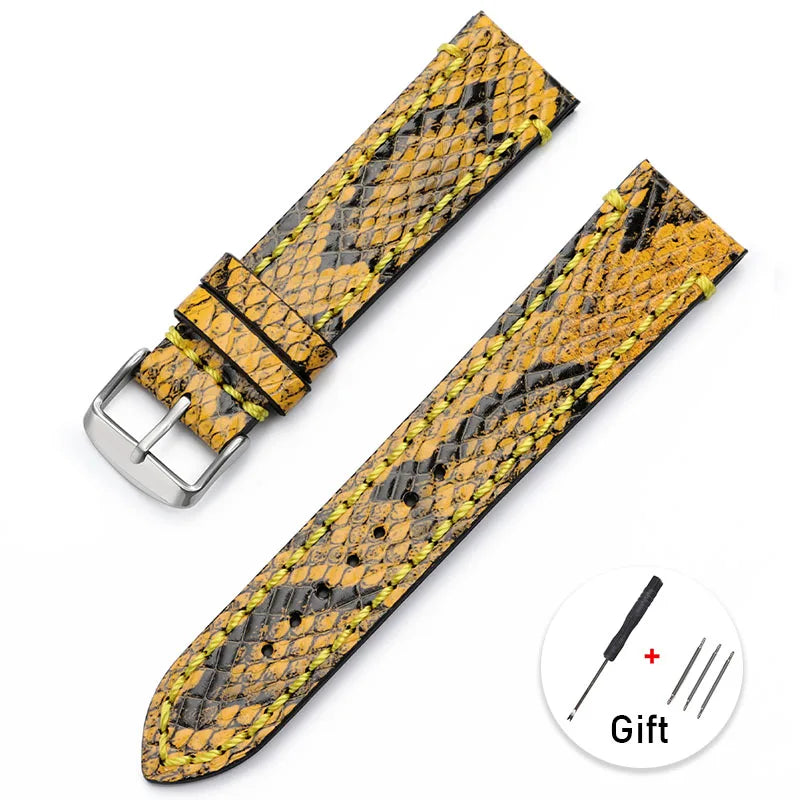 Python Pattern Leather Watch Strap