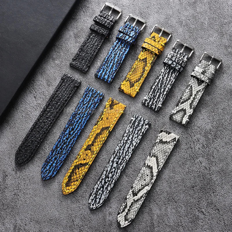 Python Pattern Leather Watch Strap